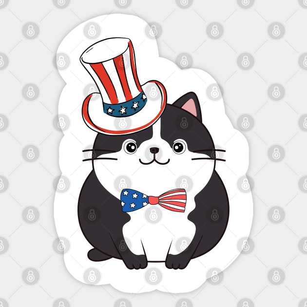 Funny fat cat is ready for independence day Sticker by Pet Station